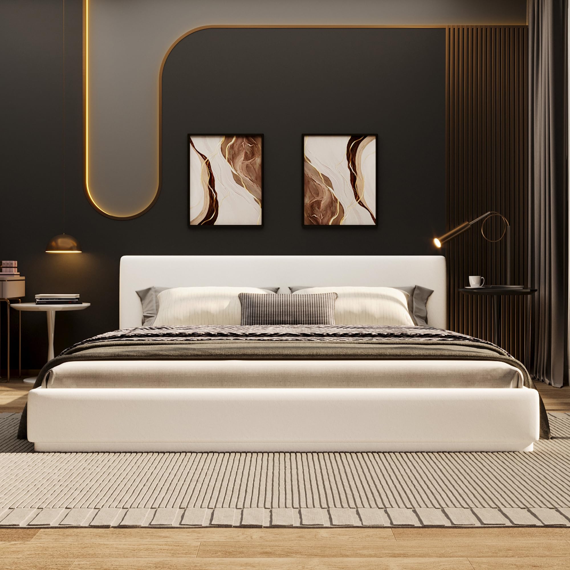 Amazon.com: Merax Modern Queen Upholstered Bed Frame with Wingback